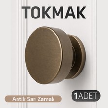 Badem10 Özen Zamak (1 Adet) Round Kapı Tokmağı Lüks Mat Antik Sarı Renk Topuzu Kolu Vidalı Tokmak