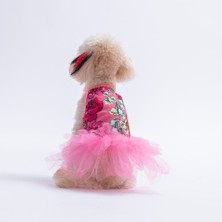 Pawstar Pink Wildflowers Pembe Çiçek Desenli Kedi Köpek Elbisesi - Kedi Köpek Kıyafeti