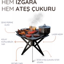 Enerjivar Katlanır Mangal & Ateş Çukuru 2’si 1 Arada – Portatif Ateş Çukuru/kamp Izgarası