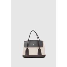 Shule Bags Suede Garnili Kanvas El ve Çapraz Kahve