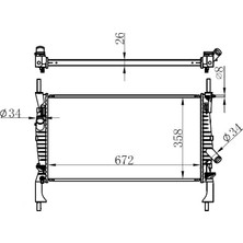 Universal Brazıng Su Radyatörü Ford Transıt V347 2.2 Tdcı Ac 06- (Manuel ŞANZ.)(672X358X26) Aluminyum