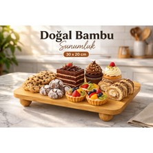 Ciho Socks Ciho Bambu Top Mantar Ayaklı Dikdörtgen Sunumluk 20X30 cm – Şık Pasta & Tatlı Servis Tabağı