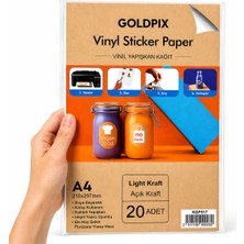 Goldpix A4 Kraft Etiket Kağıdı 20 Yaprak Inkjet Uyumlu Kendinden Yapışkanlı Sticker Paper
