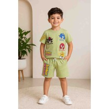 Uçurtma Baby Kids Wikiboom Sonic Baskılı Yazlık Şortlu Erkek Çocuk Alt Üst 2'li Takım