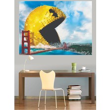 Mushen Studio Pac-Man Golden Gate Bridge Retro Kanvas Tablo Duvar Dekoru Sanat Eseri Çerçevesiz Ev Ofis