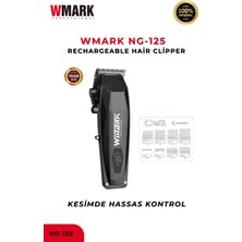 Wmark NG-125 Şarjlı Siyah Saç Kesme Makinesi 7500 Rpm 2000 Mah Ayarlanabilir Profesyonel Clipper