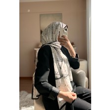 Buscarfs Siyah Beyaz Ithal Ipek Şal
