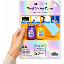 Goldpix A4 Hologram Etiket Kağıdı 20 Yaprak Inkjet Uyumlu Kendinden Yapışkanlı Sticker Paper