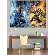 Mushen Studio Mortal Kombat Sub-Zero Scorpion Epik Savaş Kanvas Tablo Duvar Dekoru Sanat Eseri Çerçevesiz Ev Ofis