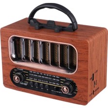Popüler Sepet Orta Boy Retro Ahşap Tasarım Bluetooth Hoparlörlü Radyo – Fm/am Destekli, Şarjlı ve Taşınabiliri Radyo NS-6636