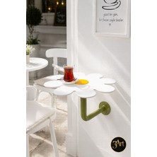 Duvara Monte Papatya  Sehpa – Mini Balkon & Kafe Masası, Modern Dekoratif Çay Kahve Sehpası