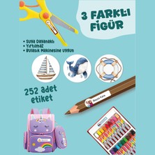 Yunus Copy Okul Etiketi Kalem Defter Etiketi Mavi Balina Temalı Özel Isim Yazılabilen Etiket - 252ADET