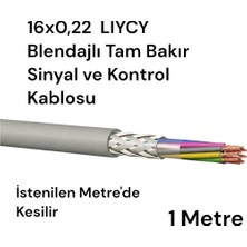 Kablo Türk 16X0,22 Lıycy Blendajlı Tam Bakır Sinyal ve Kontrol Kablosu 1 Metre