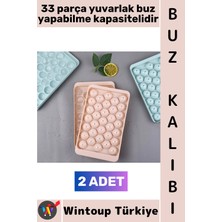 Wintoup #buzkalıbı Soğuk Kahve Içecek Detoks Kokteyl 33 Adet Kapasiteli Pratik Yuvarlak Buz Yapma Kalıbı 17 x 10 cm 2 Adet