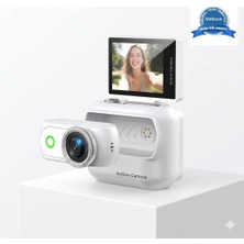 Twin Store 1080P Dijital Video Kamera (32GB) Kart Dijital Vlog Fotoğraf Makinesi Türkçe Beyaz