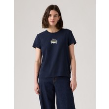 Levi's Kadın Bisiklet Yaka Desenli Lacivert T-Shirt - 17369-3156