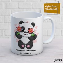 Birsence Panda Çizgi Film Karakterli Kişiye Özel Kupa  Bardak