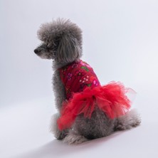 Pawstar Red Wildflowers Kırmızı Çiçek Desenli Kedi Köpek Elbisesi - Kedi Köpek Kıyafeti