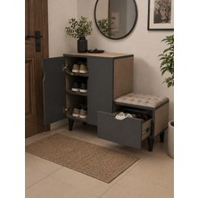 Ofis Sekiz Modern Çok Amaçlı Ayakkabılık Dolabı ve Oturaklı Bench – Kapaklı Raflı Ayakkabı Dolabı, Minderli Çekmeceli Antre Hol Organizer