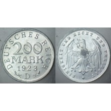 Banknoting Almanya 200 Mark 1923 D. Weimar Cumhuriyeti Hiperenflasyon Dönemi. Çilaltı.