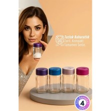 Twin Store Giulia 4’lü Mini Cam Tuzluk Seti - 9 cm Ergonomik Renkli Baharatlık Takımı 7228
