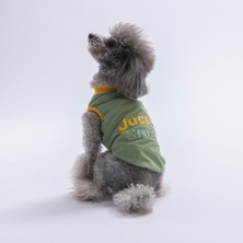 Pawstar Green-Yeşil Just Smile Tişört Kedi Köpek Tişörtü-Kedi Köpek Kıyafeti