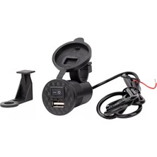 Yns Motosiklet USB Şarj Kiti Su Geçirmez Ayna / Gidon Bağlantılı On-Off