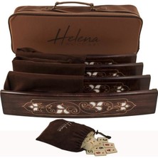 Helena Wood Art Sedef Kakmalı Oval Oymalı Okey Takımı 4 Parça Masif Doğal Ahşap