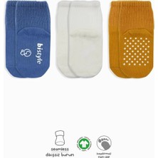 Twin Store Kaymaz Penye Soket Çorap 3'lü BS10106 Indigo Ekru Hardal