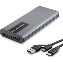 Twin Store SSD Kutu Type-C 3.1 - Usb3.0 Ngff Alimünyum + Plastik M2 Chıp RTL9201R Rgb Gri HDX1781