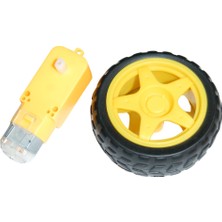 3-6V Redüktörlü Arduino Uyumlu Dc Sarı Motor ve Teker Seti