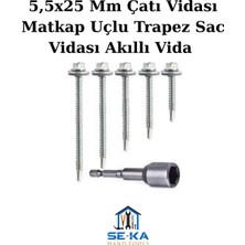 Seka Hand Tools 50 Adet 5,5X25 mm Çatı Vidası Matkap Uçlu Trapez Sac Vidası Akıllı Vida