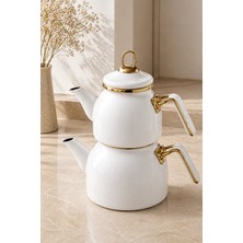 Pr Home Emaye Rose Model Çaydanlık Beyaz