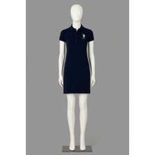 U.S. Polo Assn. Kadın Lacivert Polo Yaka Mini Boy Örme Elbise 50297457-VR033