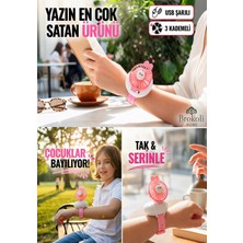 Brokoli Home Avec Şarjli Bilek Fanı Soğutucu Vantilatör USB 3 Kademeli Taşınabilir Vantilatör Fan Mini Fan Pembe