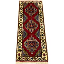 Burak Halı El Dokuma Sıfır Obruk Halısı 85X200 Kök Boya Yolluk %100 Yün Halı Kırmızı