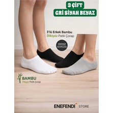 NF ND ENEFENDİ Erkek 3’lü Bambu Patik Çorap ★ Dikişsiz Terletmeyen Lüx Çorap ★ Gri Beyaz Siyah ★ 41-45