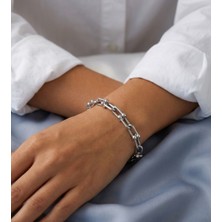 My Balli Store Gümüş Renkli Geçmeli Çelik Bileklik