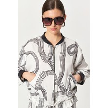 My Flamenco Desenli Fermuarlı Hafif Bomber Ceket