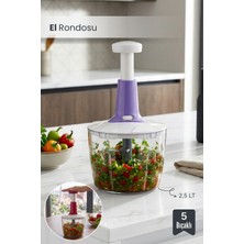 Orvila 5 Bıçaklı Pratik El Rondosu Paslanmaz Çelik El Robotu Doğrayıcı Rondo 2,5 L