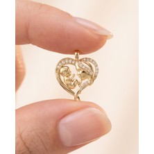 İndigo Takı Kalpli Anne Bebek 14 Ayar Altın Kolye Ucu