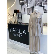 Otto Desigen Beli Büzgülü Pantolonlu Takım