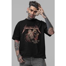 Sevbano Metallica Rock Metal Müzik Grubu Ön Baskılı Unisex Oversize Tişört