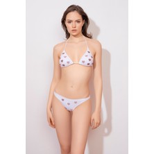 Lovekini Amora White Bikini With Pink Embroidery Details