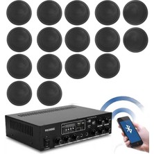 Rose Bluetooth Tavan Hoparlör Seti - 16 Adet 16CM Hoparlör + 1 Adet Amfi - Ev, Ofis, Mağaza Ses Sistemi