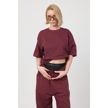 Gothamvibes Kadın Chill Oversize Premium Bordo T-Shirt
