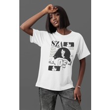 Sevbano Sza Rapper Şarkıcı Ön Baskılı Unisex Oversize Tişört