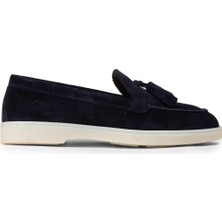 Deery Kadın Hakiki Süet Lacivert Püsküllü Loafer - 02040ZLCVC01