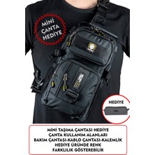Seventeen Çok Bölmeli Erkek Sırt Çapraz Göğüs El ve Omuz Çantası Body Bag Siyah Renk Unisex