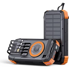 UltraTekno Fc-20 20000 Mah Solar Powerbank Pd 22.5W Hızlı Şarj Kablosuz Şarj El Kranklı LED Fenerli Kamp Tipi Güç Bankası